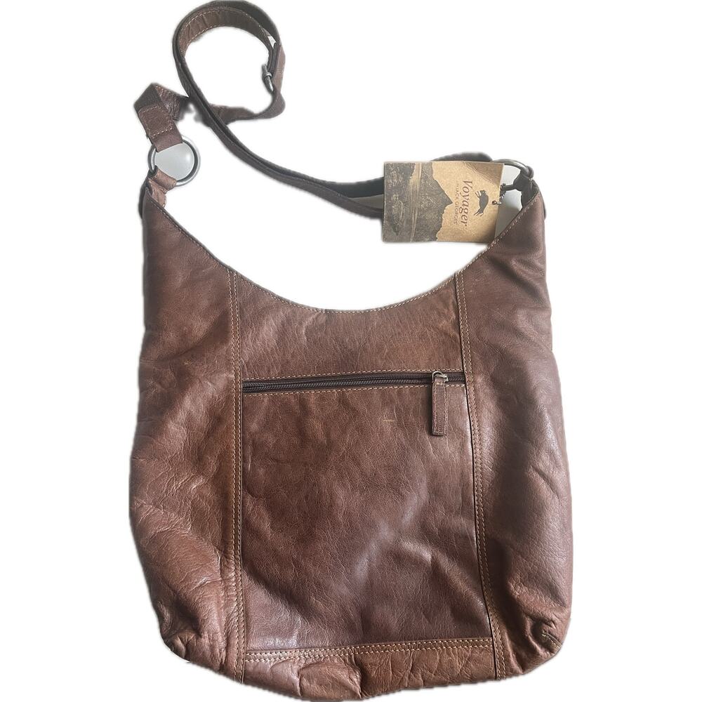 Jack Georges Voyager brown leather crossbody hobo bag handmade NWT